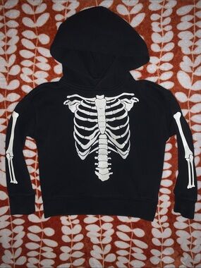 GAP Glow in the dark Skeleton hoodie- Black with Green Bones 5/6